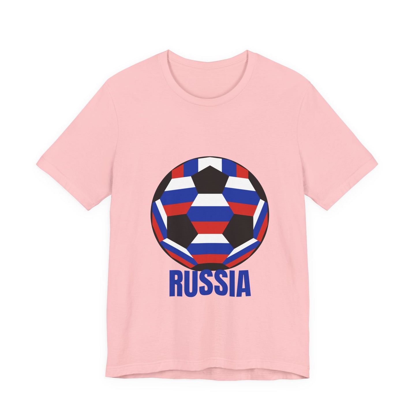 Russia Fan Specialty Soccer Ball Design T Shirt Blue Text