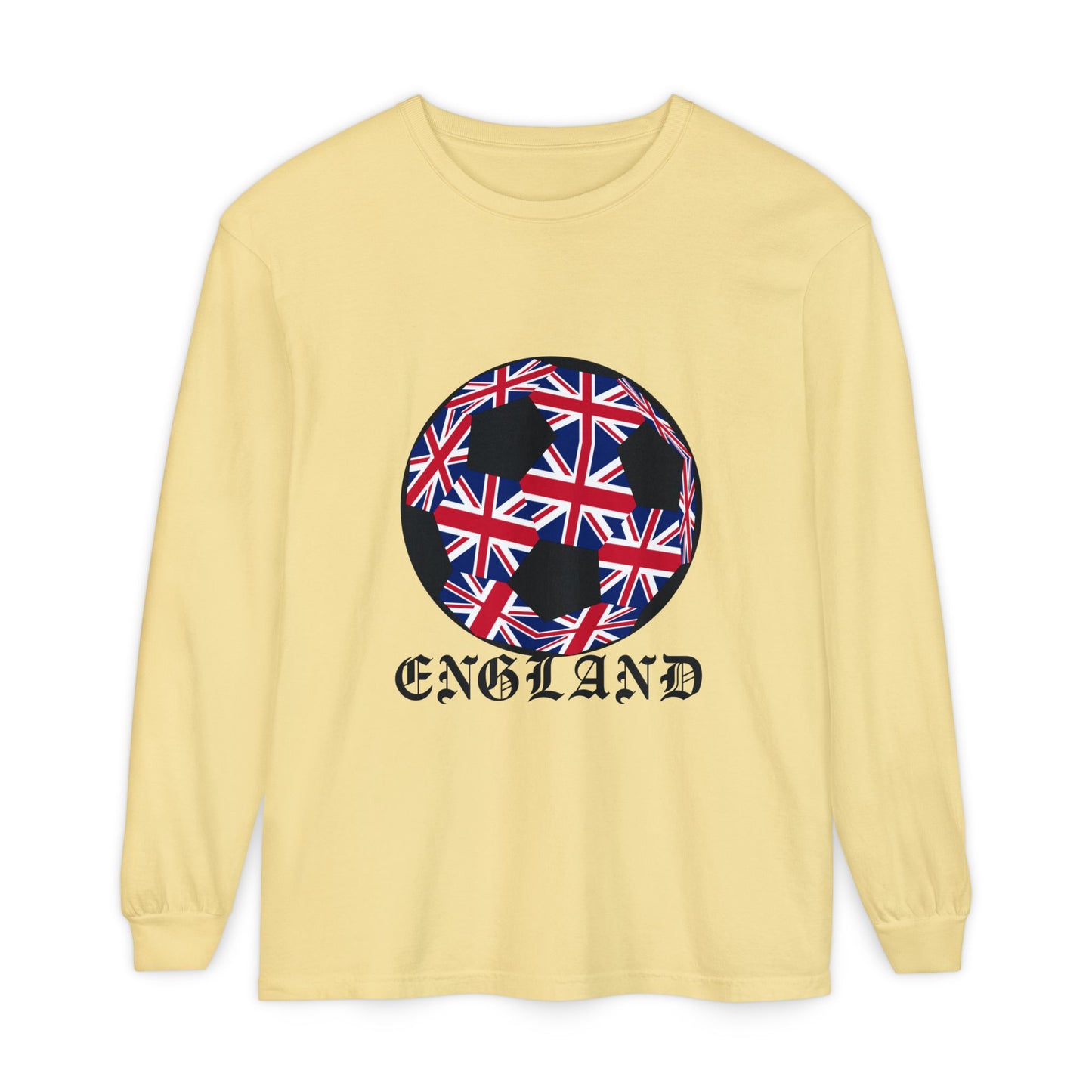 Old English Style Specialty Soccer Ball Design Long Sleeve Tee