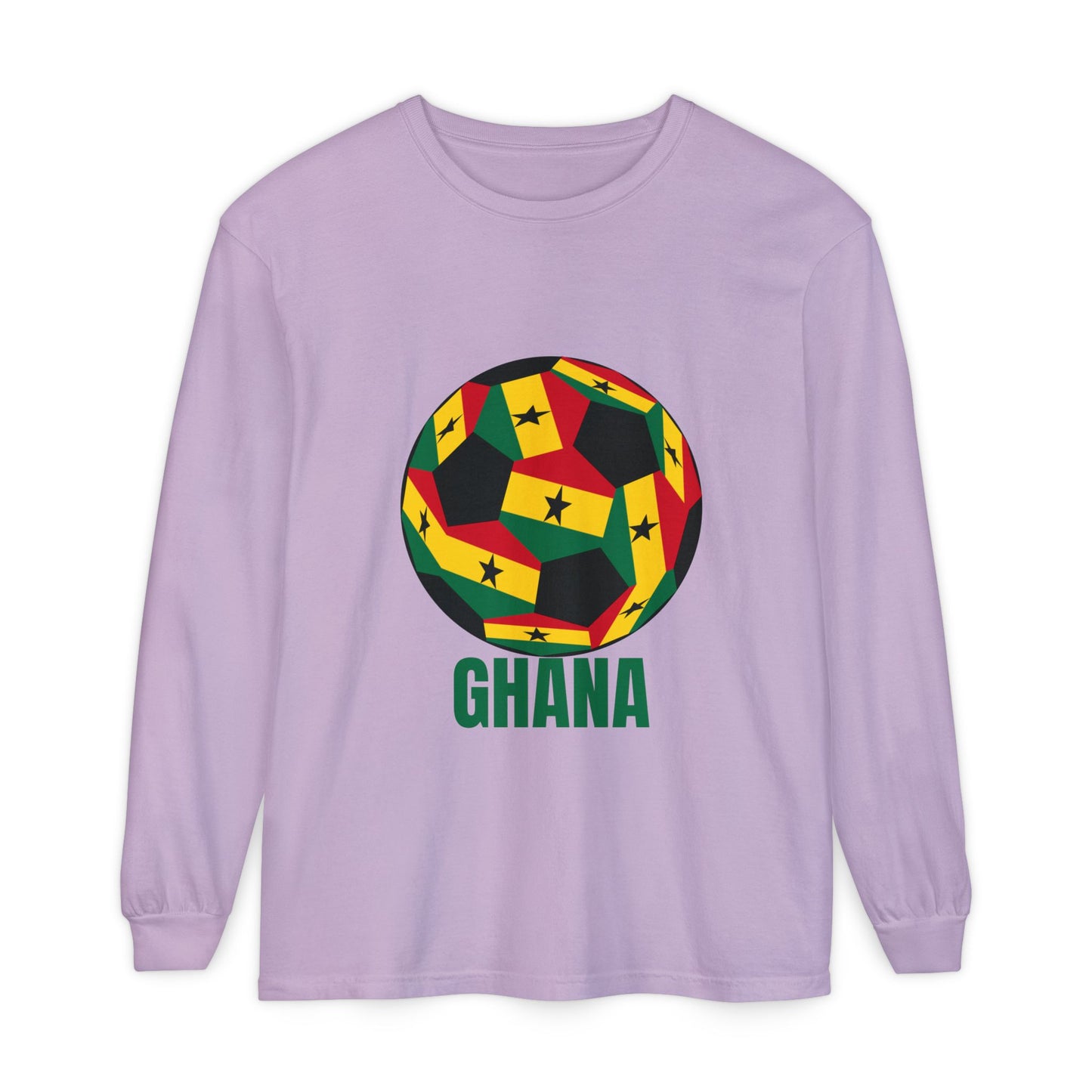 Ghana Fan Specialty Soccer Ball Design Long Sleeve Tee