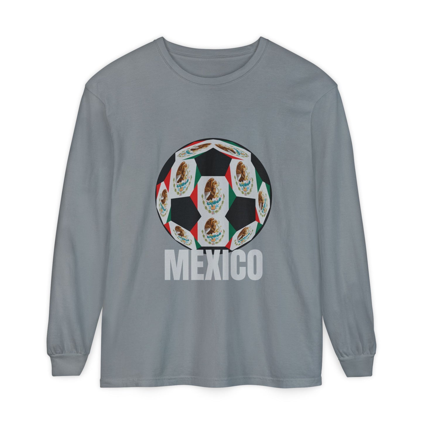 Mexico Fan Specialty Soccer Ball Design Long Sleeve Tee