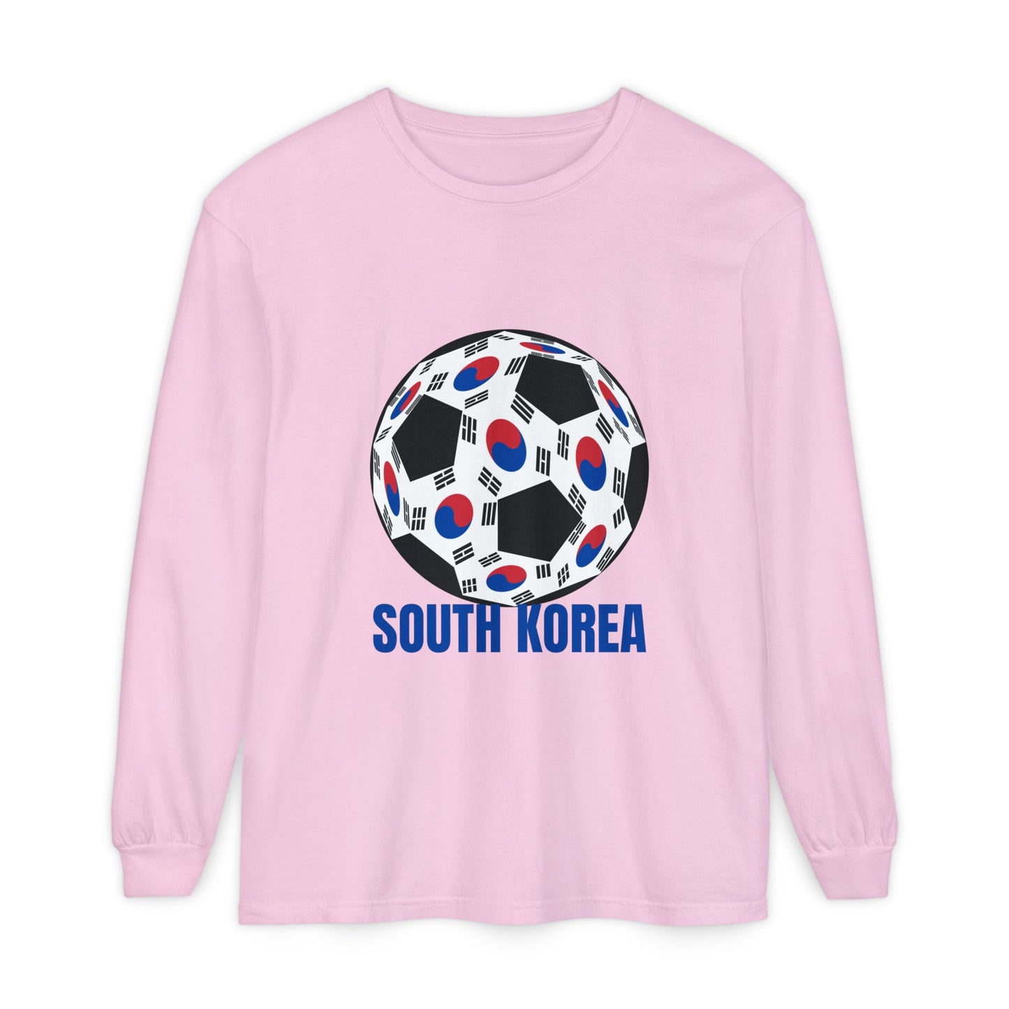 South Korea Fan Specialty Soccer Ball Design Long Sleeve Tee Blue Print