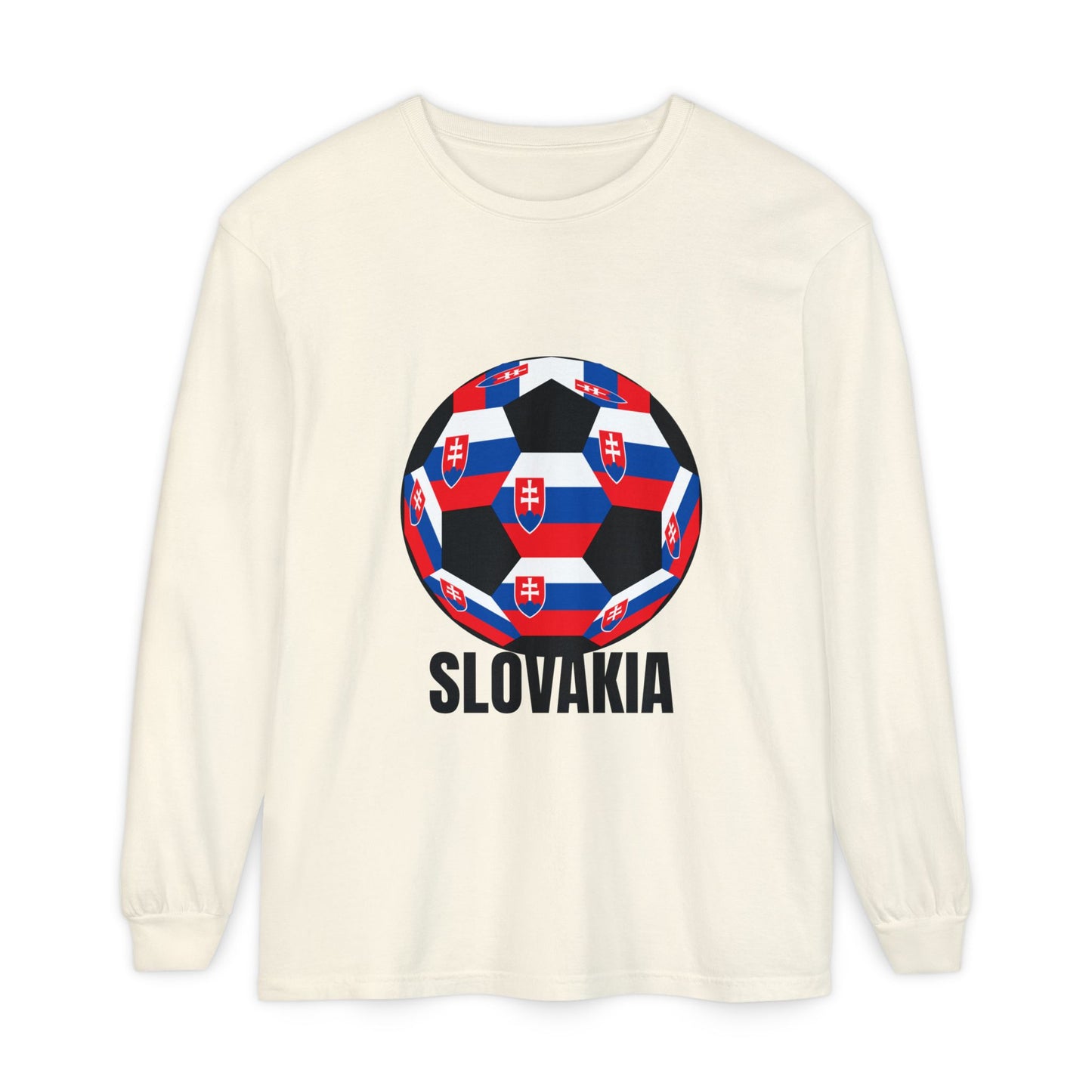Slovakia Fan Specialty Soccer Ball Design T Shirt Long Sleeve T‑Shirt