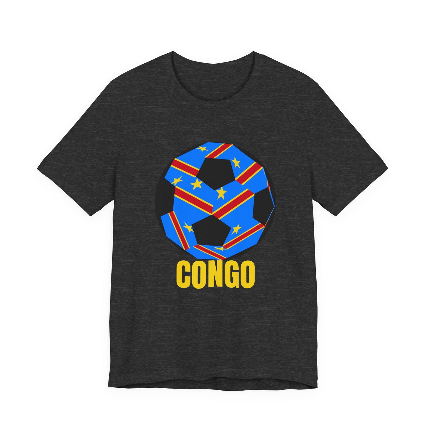 Congo Fan Specialty Soccer Ball Design T Shirt Yellow Text