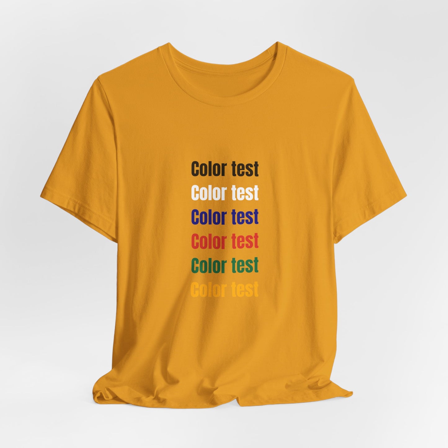 Color Test T-Shirt — Minimal Multicolor Typography Tee