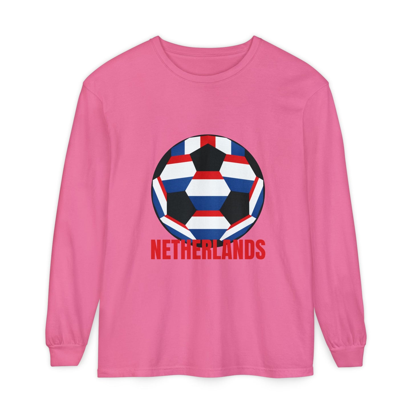Netherlands Fan Specialty Soccer Ball Design Long Sleeve Tee