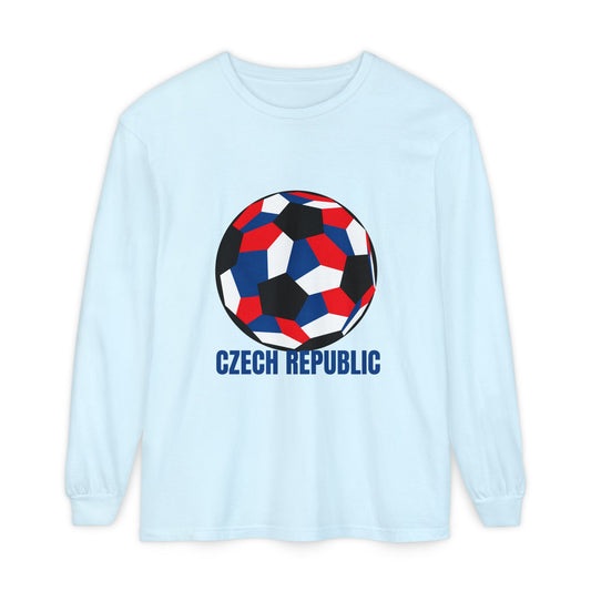 Czech Republic Fan Specialty Soccer Ball Design Long Sleeve T-Shirt
