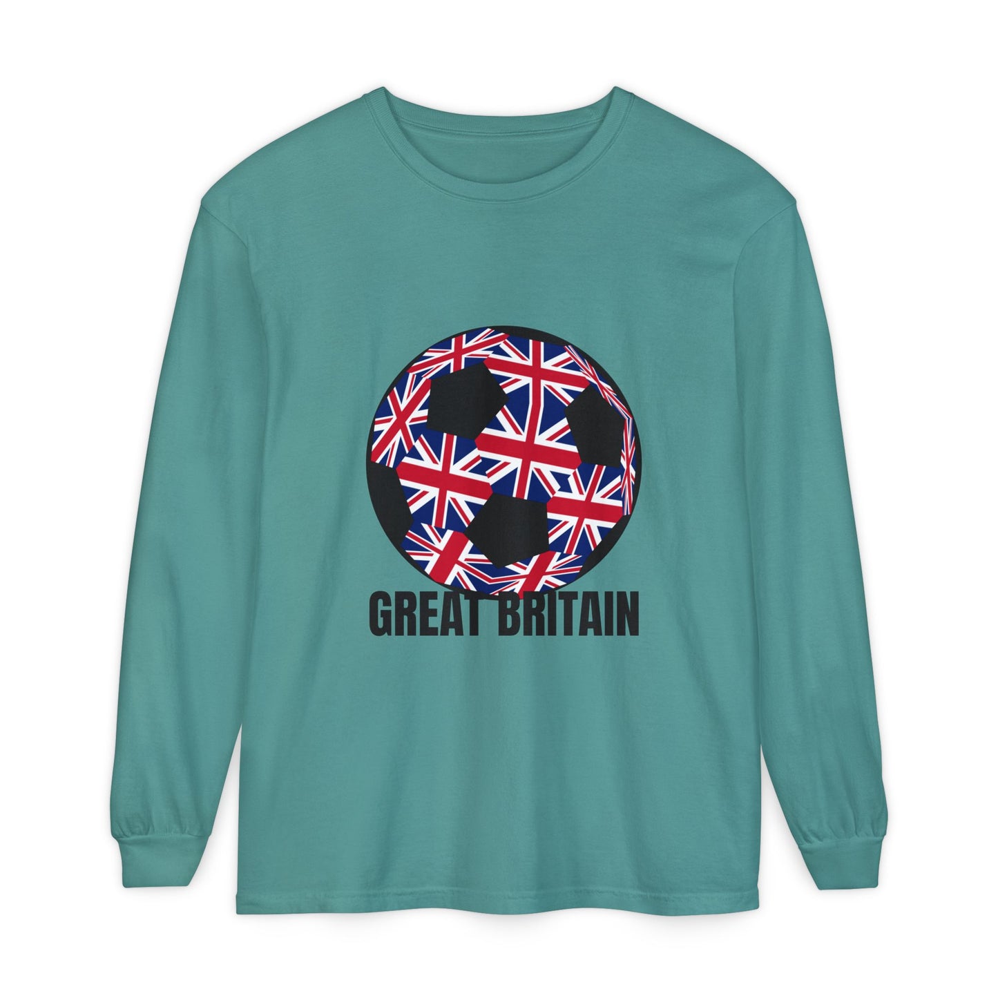Great Britain Fan Specialty Soccer Ball Design Long Sleeve T-Shirt