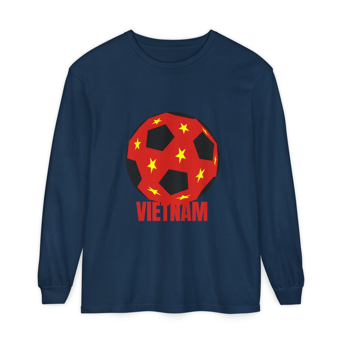 Vietnam Fan Specialty Soccer Ball Design Long Sleeve Tee Red Text
