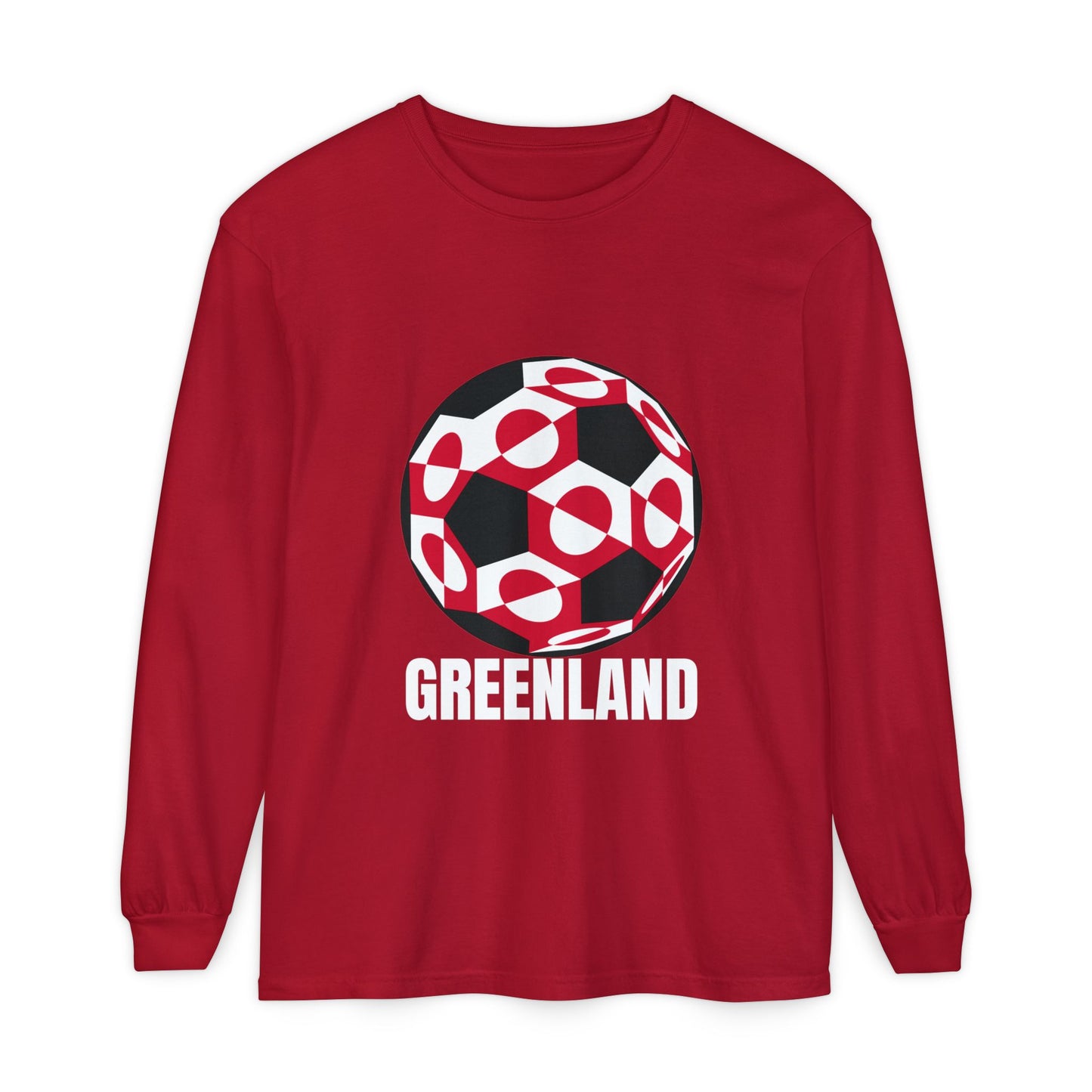 Greenland Fan Specialty Soccer Ball Design Long Sleeve Tee