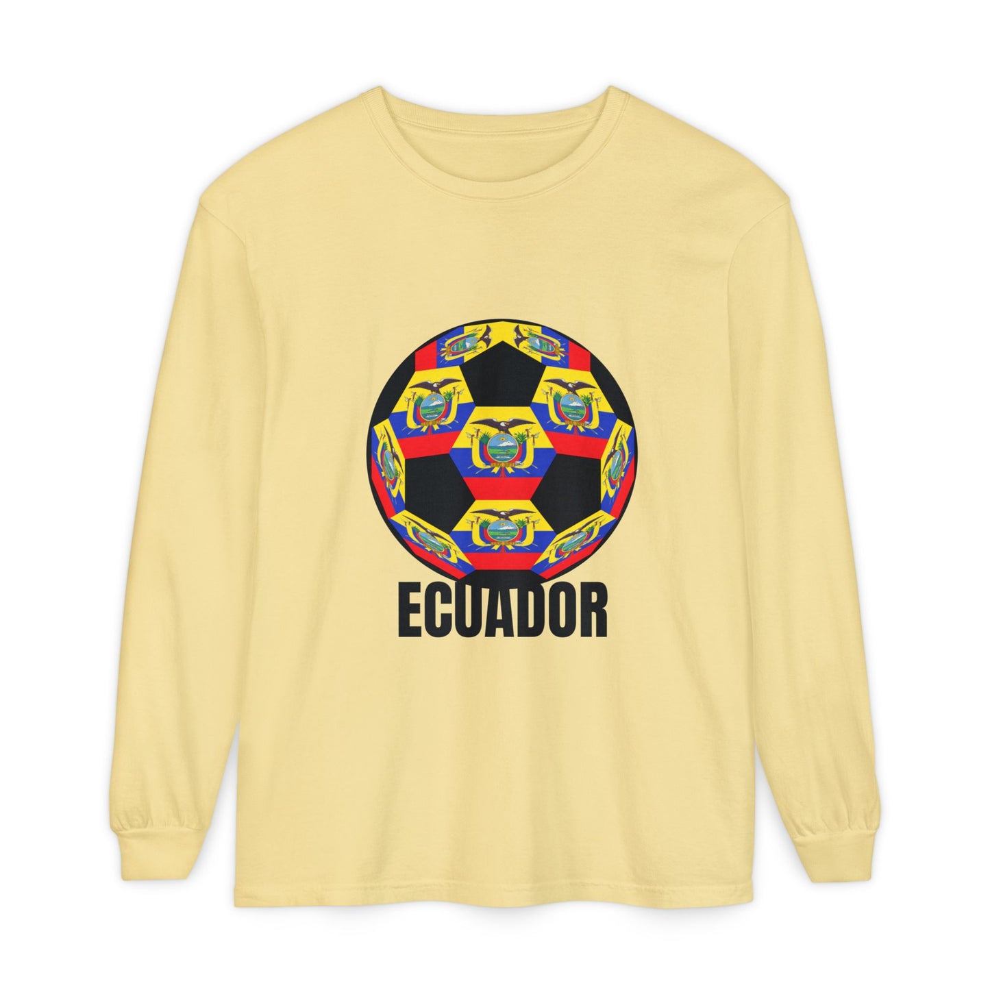 Ecuador Fan Specialty Soccer Ball Design Ball Long Sleeve Tee