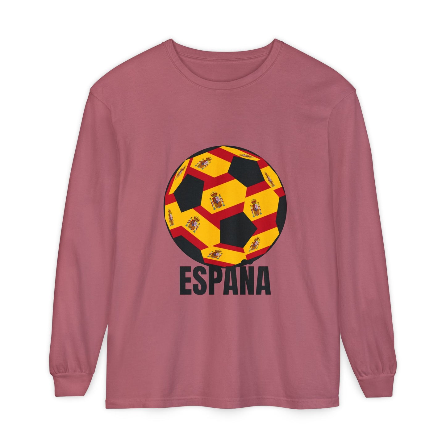 España Soccer Ball Design Long Sleeve Tee Black Text
