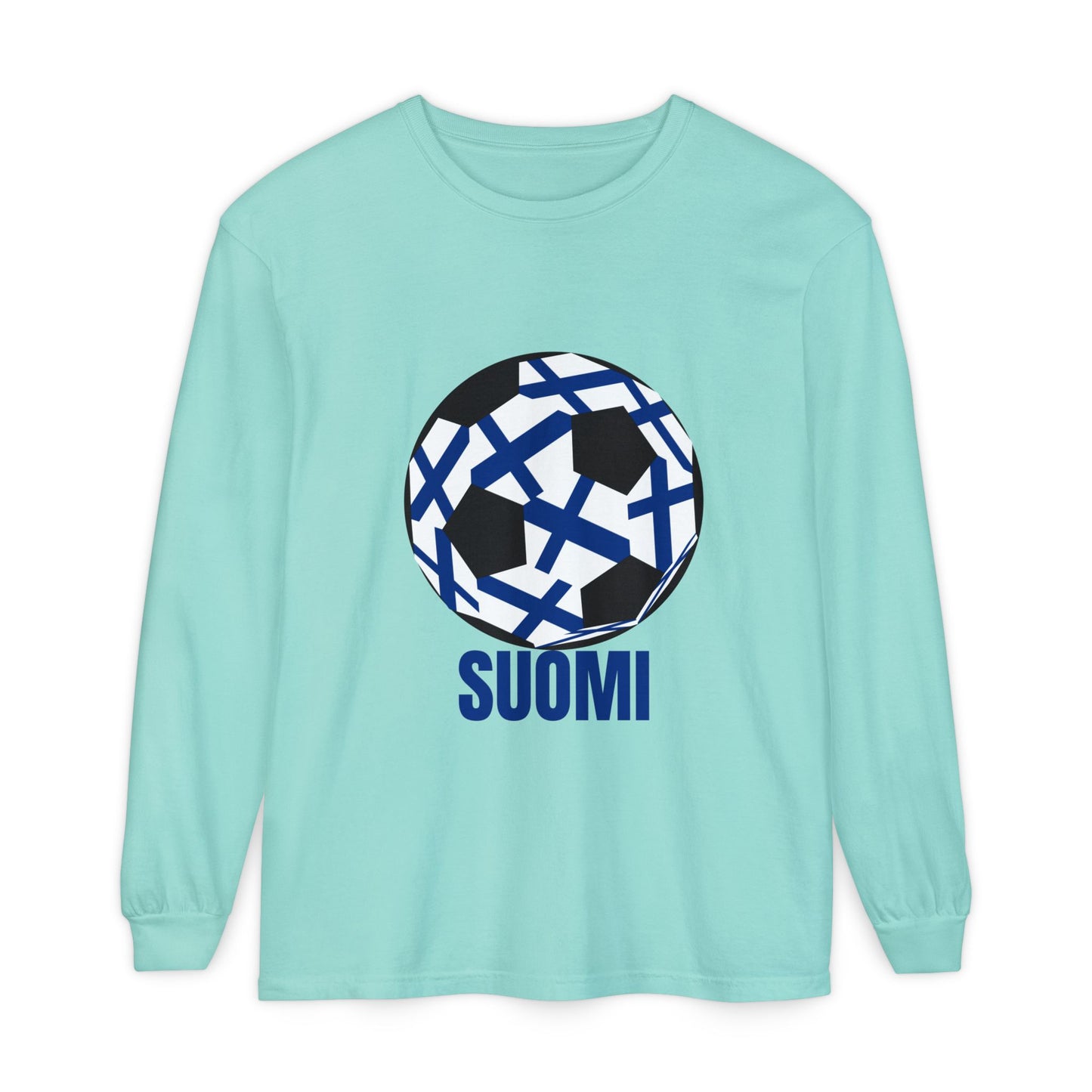 Suomi Fan Specialty Soccer Ball Design Long Sleeve Tee