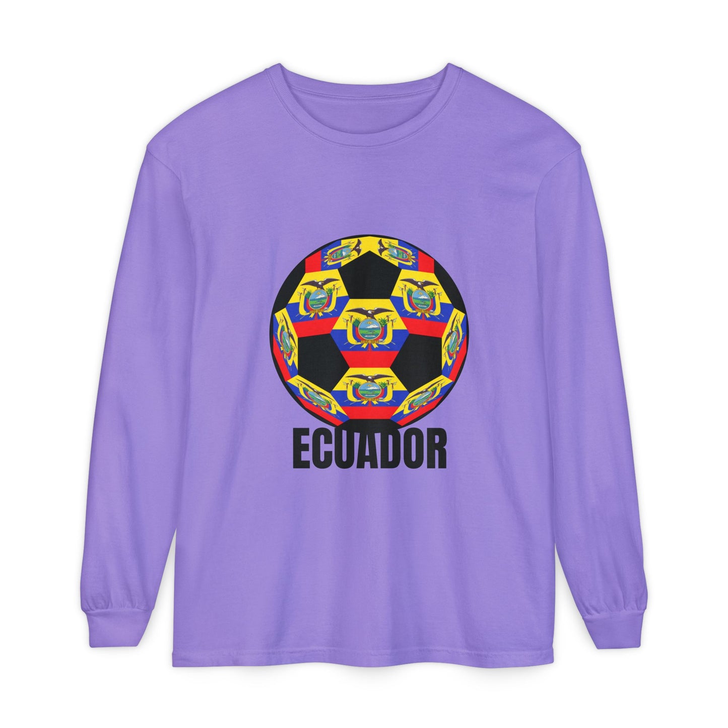 Ecuador Fan Specialty Soccer Ball Design Ball Long Sleeve Tee