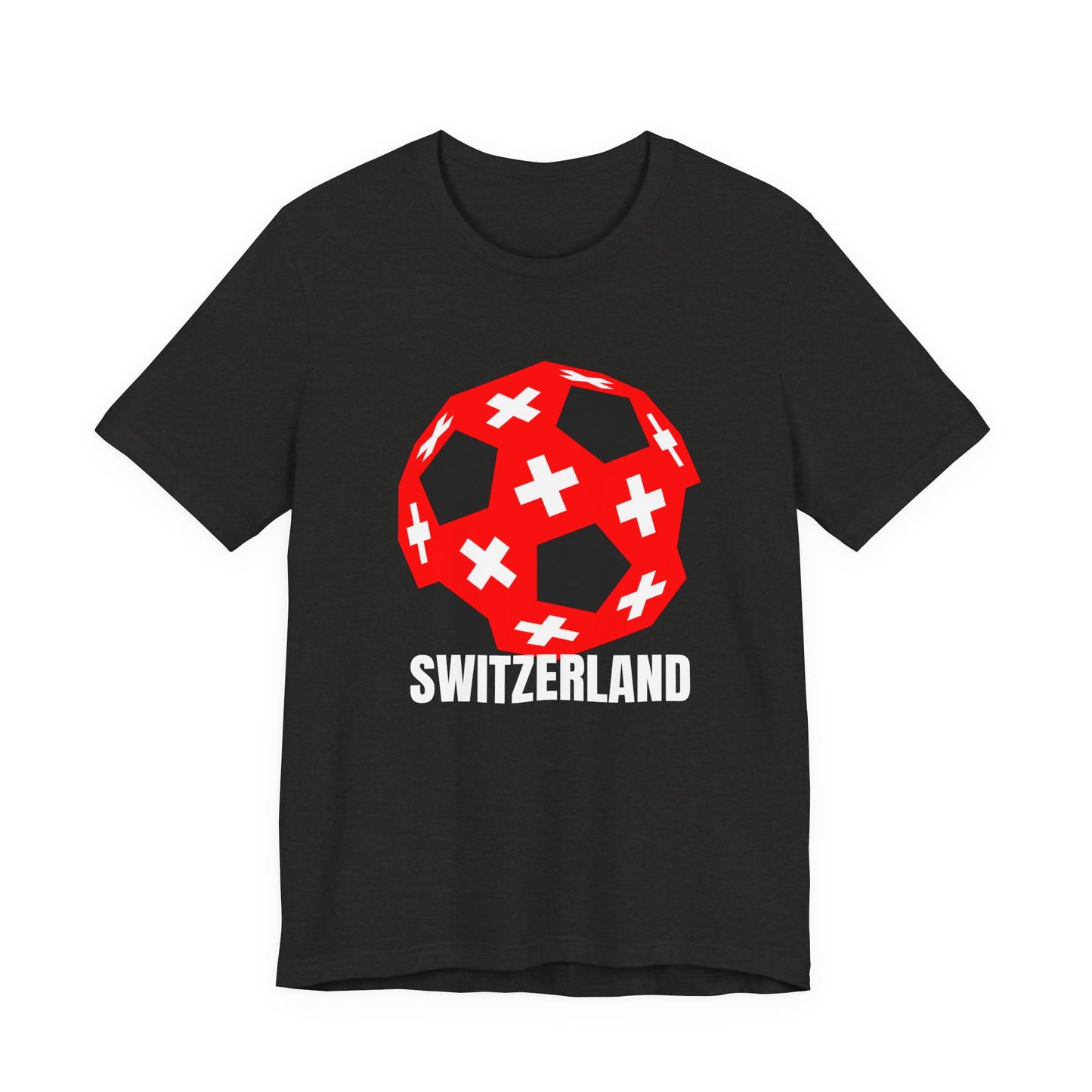 Switzerland Fan Specialty Soccer Ball Design T Shirt White Text