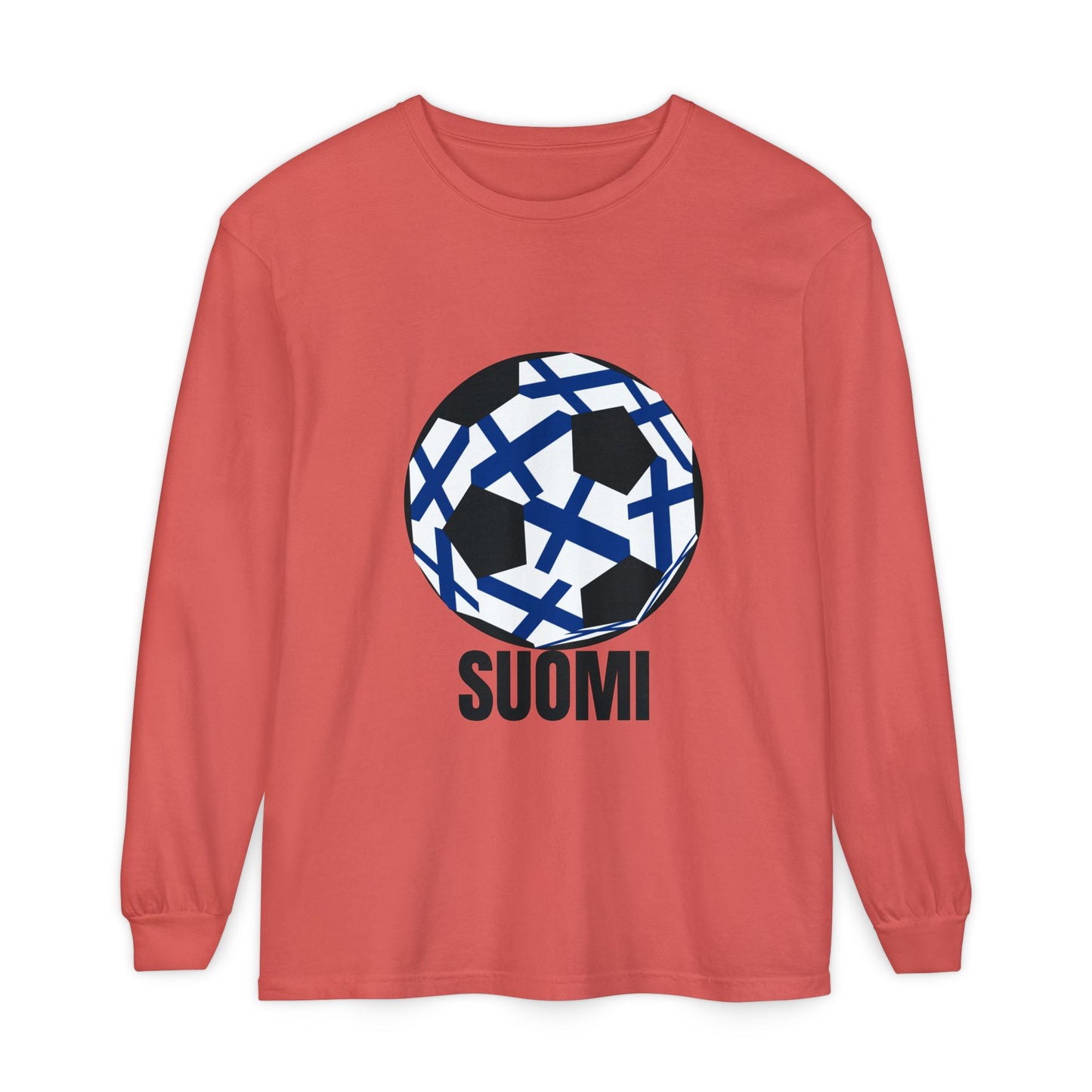 Finland Fan Specialty Soccer Ball Design Long Sleeve T-Shirt
