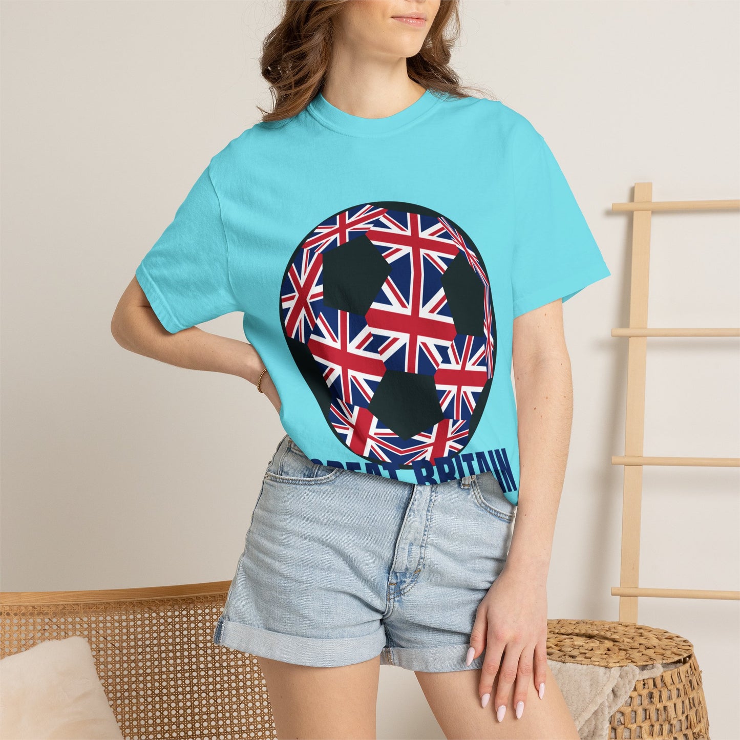 Great Britain Fan Specialty Soccer Ball Design T Shirt