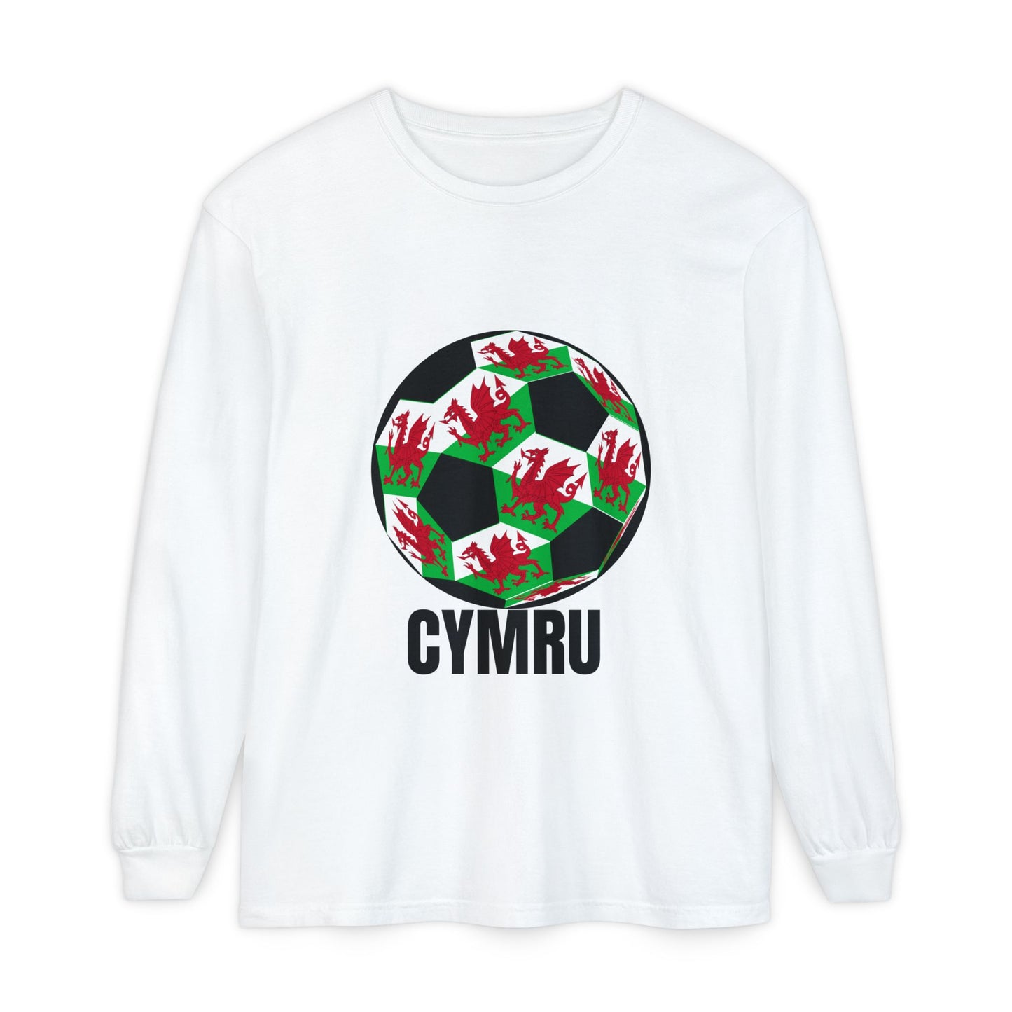 Cymru Fan Specialty Soccer Ball Design Long Sleeve Tee
