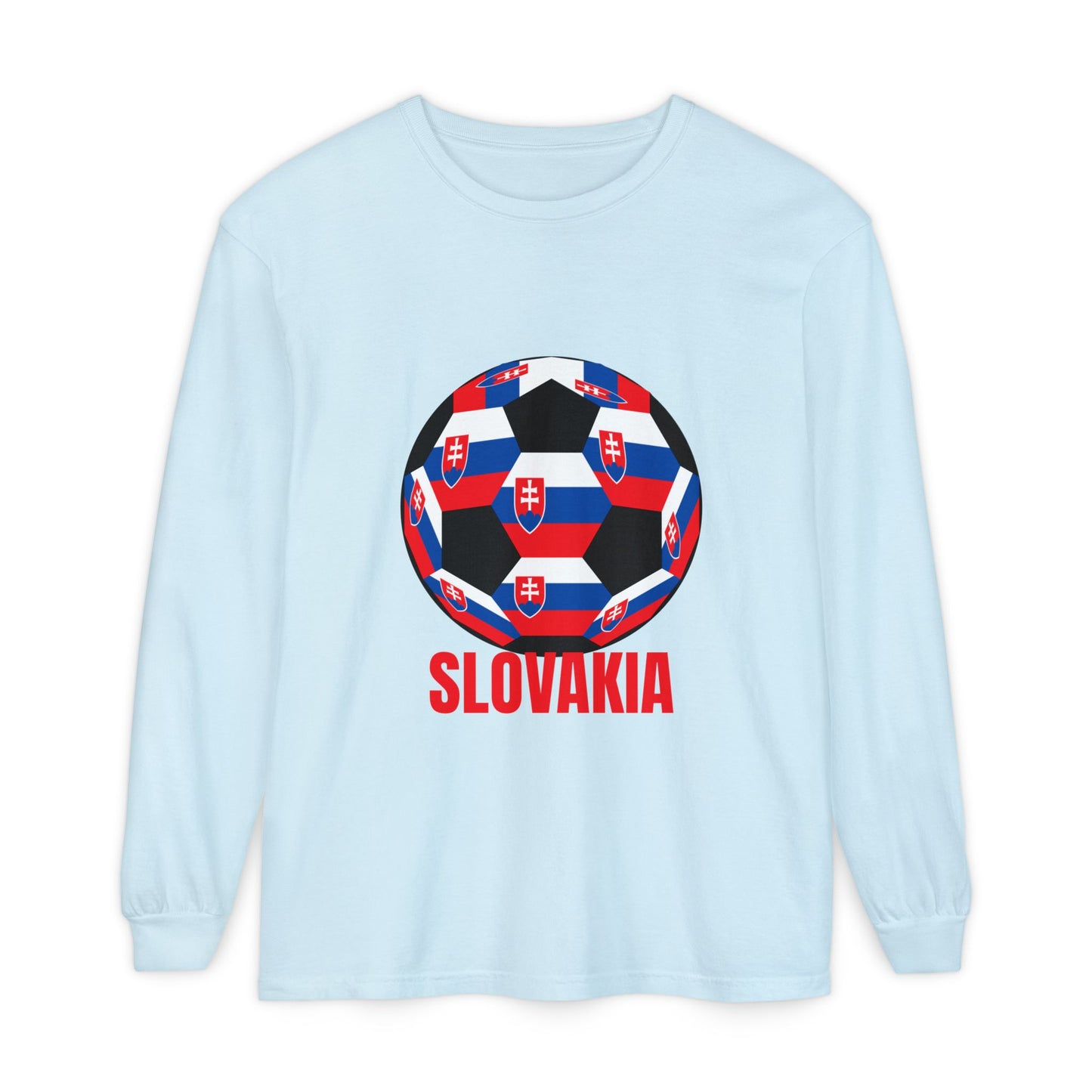 Slovakia Fan Specialty Soccer Ball Design Long Sleeve Tee