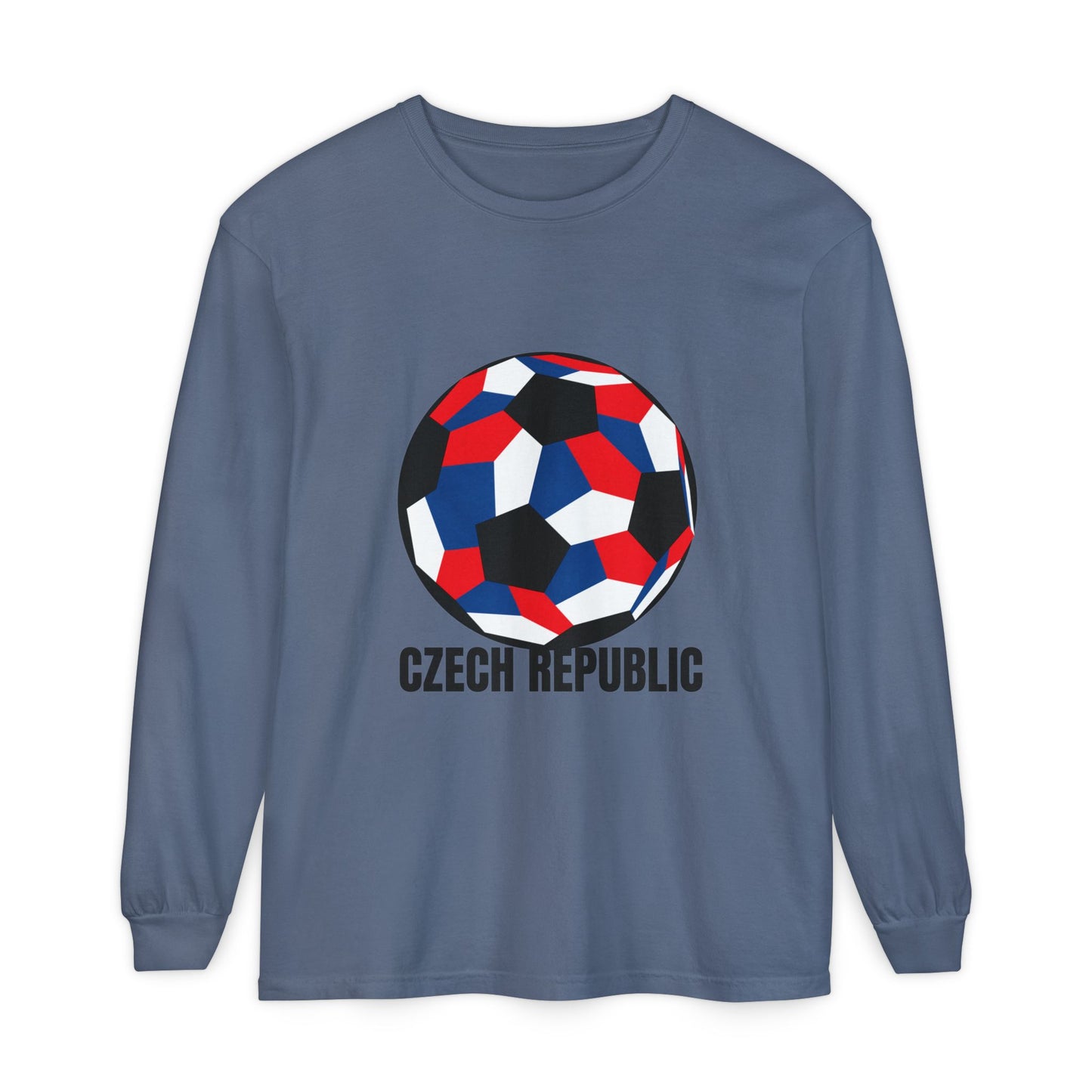 Czech Republic Fan Specialty Soccer Ball Design Long Sleeve Tee