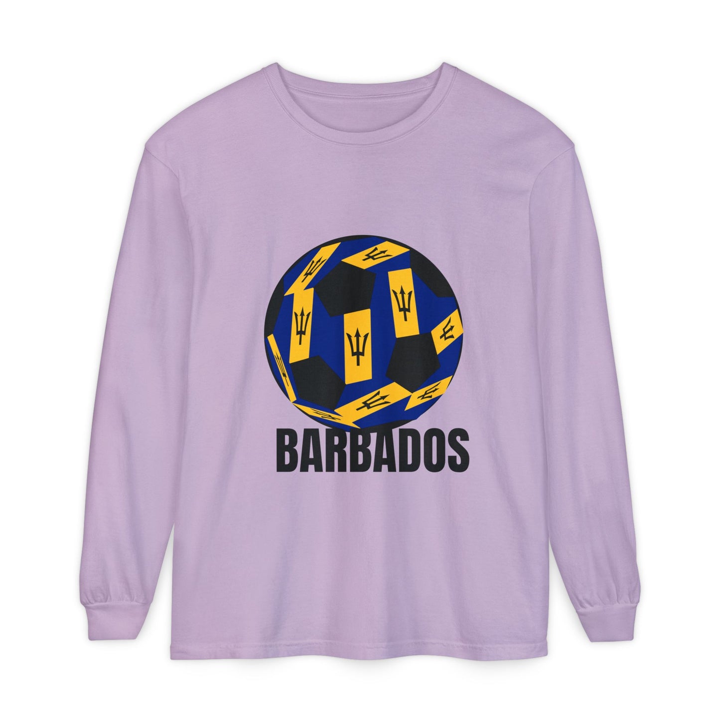 Barbados Fan Specialty Soccer Ball Design Long Sleeve Tee