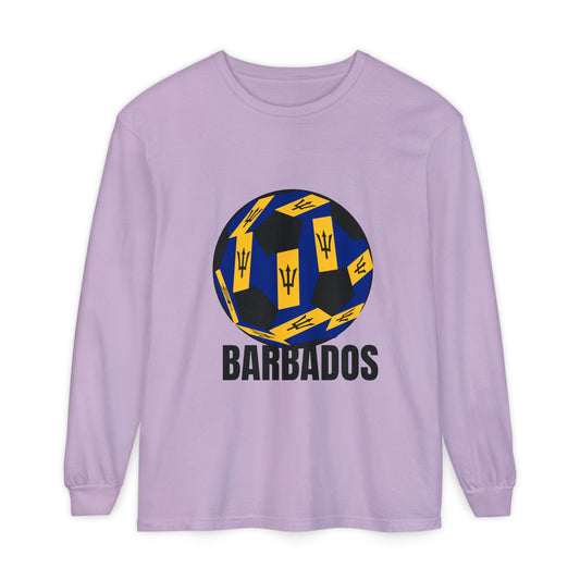 Barbados Fan Specialty Soccer Ball Design Long Sleeve Tee