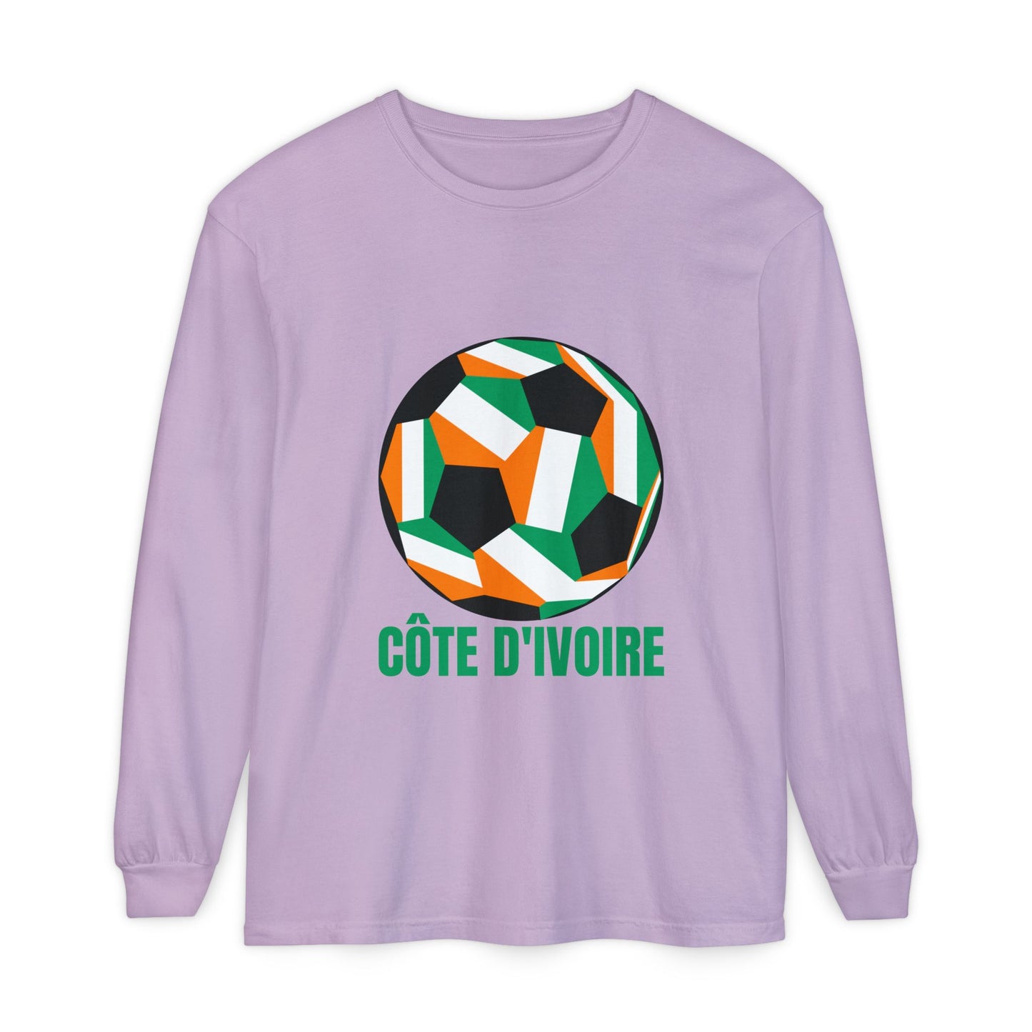 Cote D Ivoire Fan Specialty Soccer Ball Design  Long Sleeve Tee