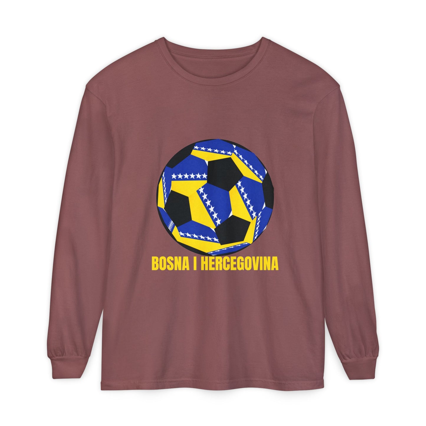 Bosnia Herzegovina Fan Specialty Soccer Ball Design  Long Sleeve Tee