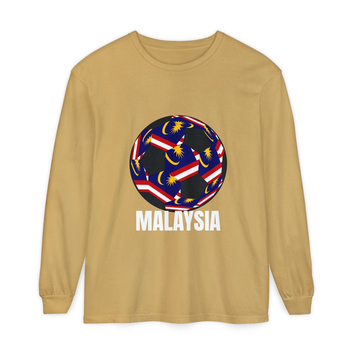 Malaysia Fan Specialty Soccer Ball Design Long Sleeve Tee