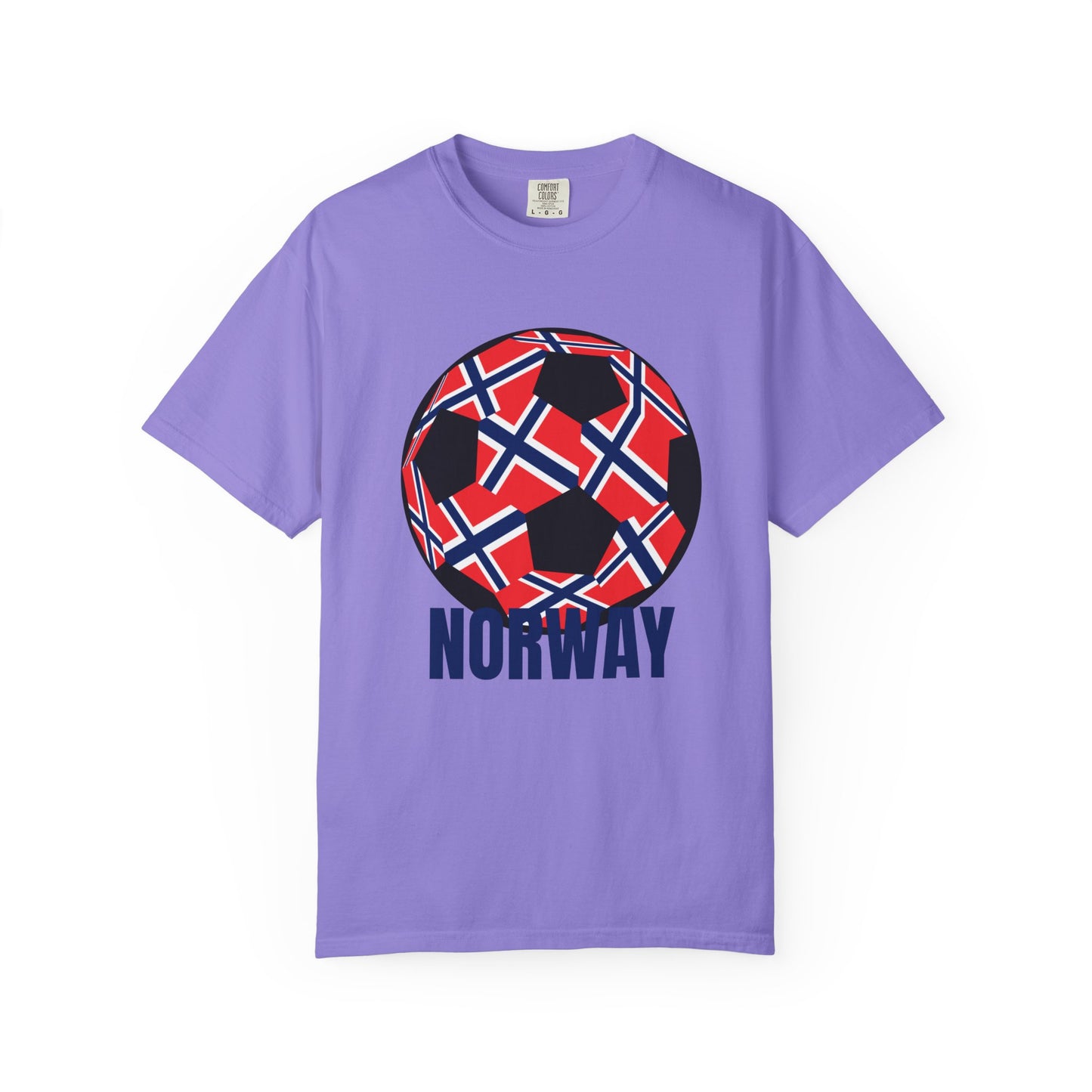 Norway Fan Specialty Soccer Ball Design T Shirt Blue Print