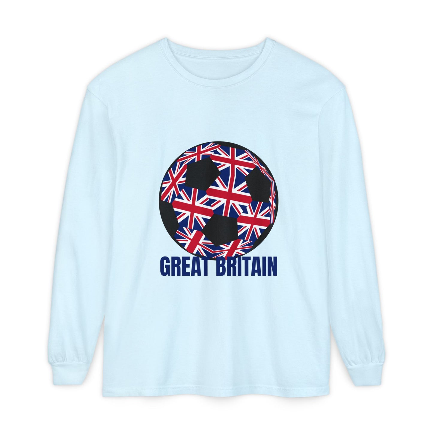 Great Britain Fan Specialty Soccer Ball Design Long Sleeve Tee