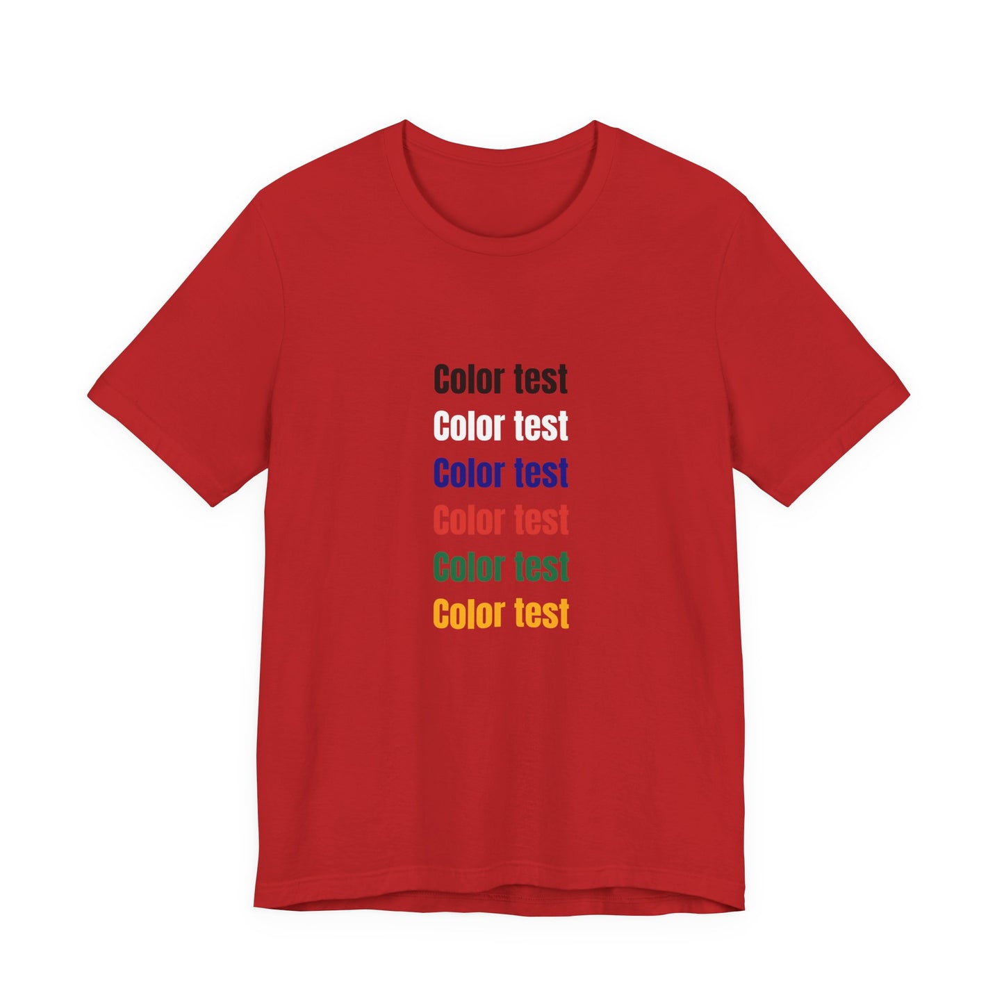 Color Test T-Shirt — Minimal Multicolor Typography Tee