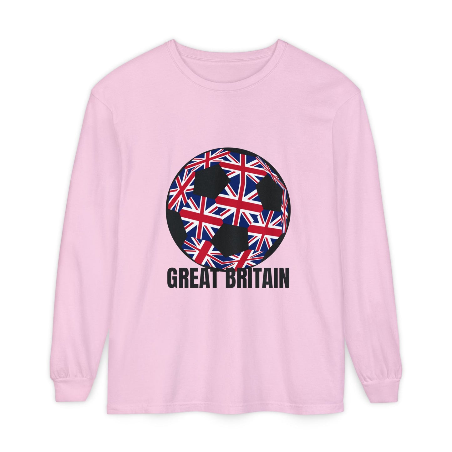 Great Britain Fan Specialty Soccer Ball Design Long Sleeve T-Shirt