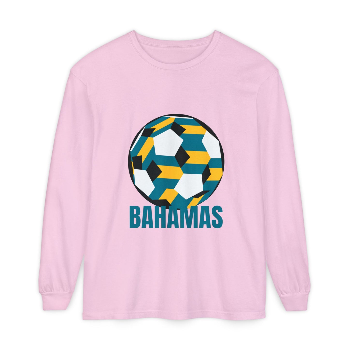 Bahamas Fan Specialty Soccer Ball Design Long Sleeve Tee