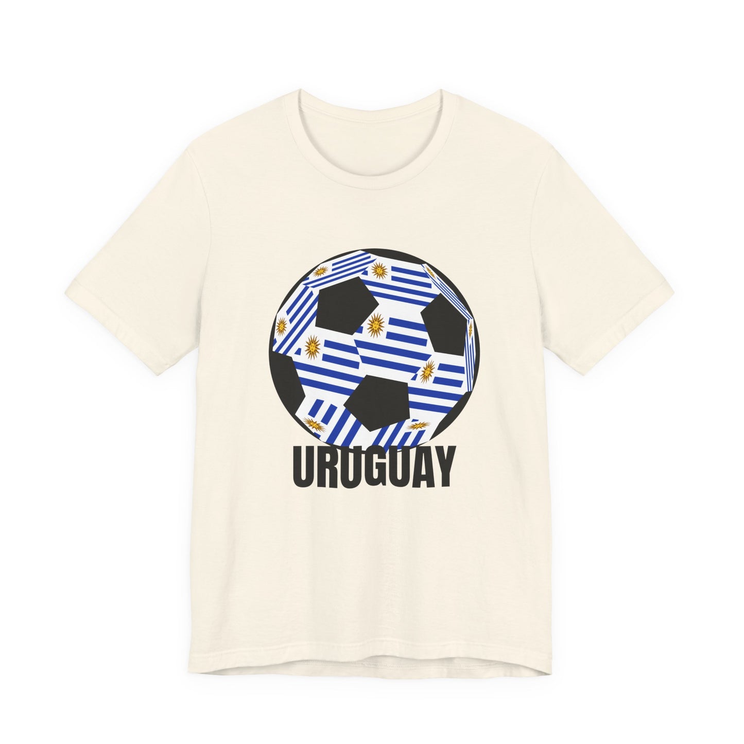 Uruguay Fan Specialty Soccer Ball Design T Shirt Black Text