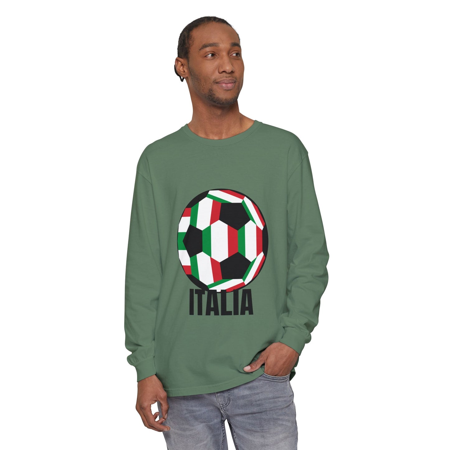 Italia Fan Specialty Soccer Ball Design Long Sleeve Tee
