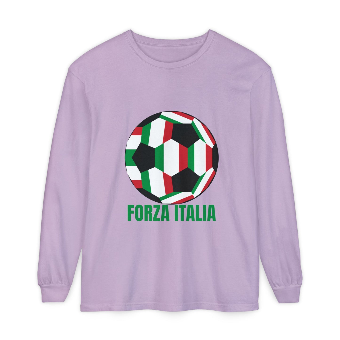 Forza Italia Fan Specialty Soccer Ball Design Long Sleeve Tee