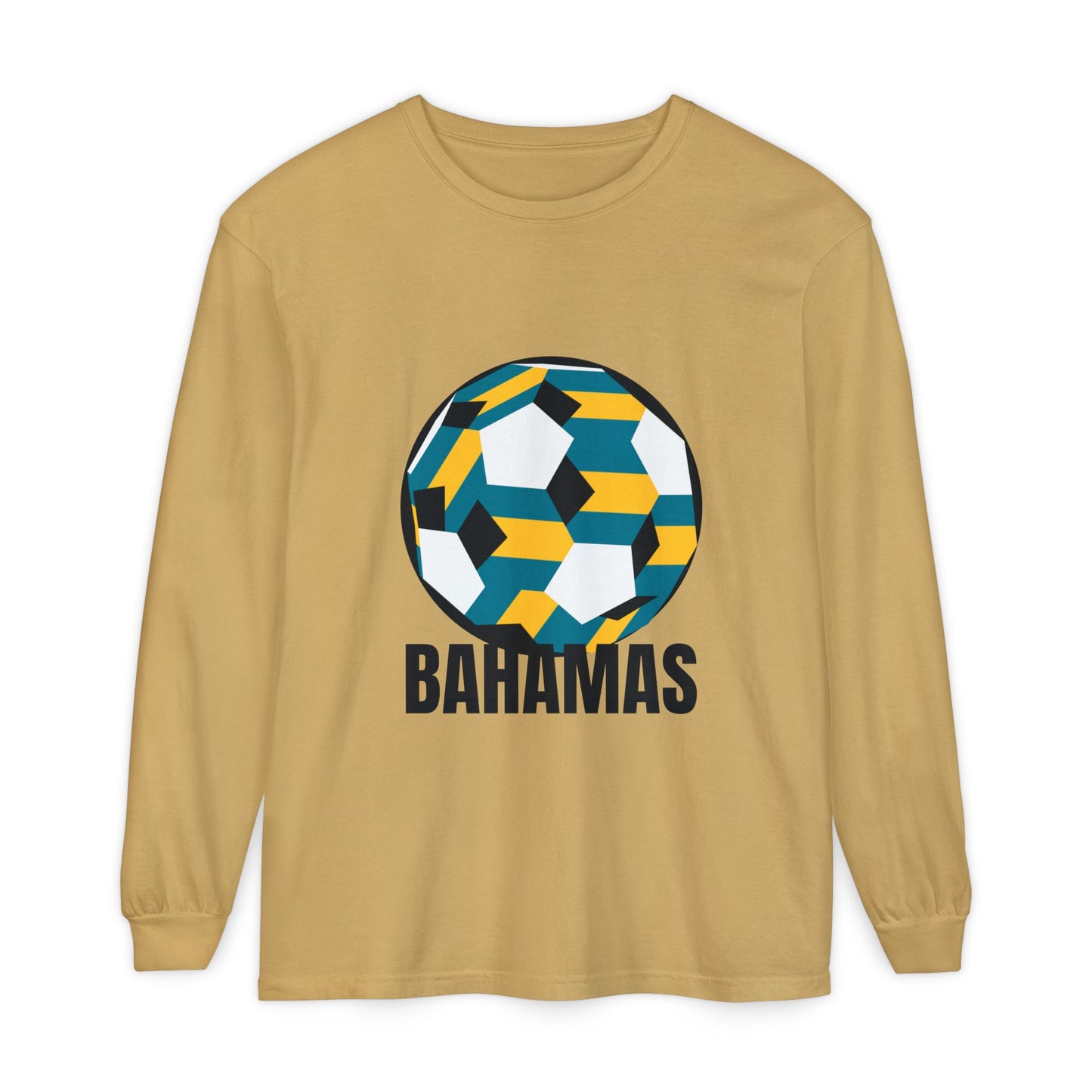Bahamas Fan Specialty Soccer Ball Design Long Sleeve Shirt