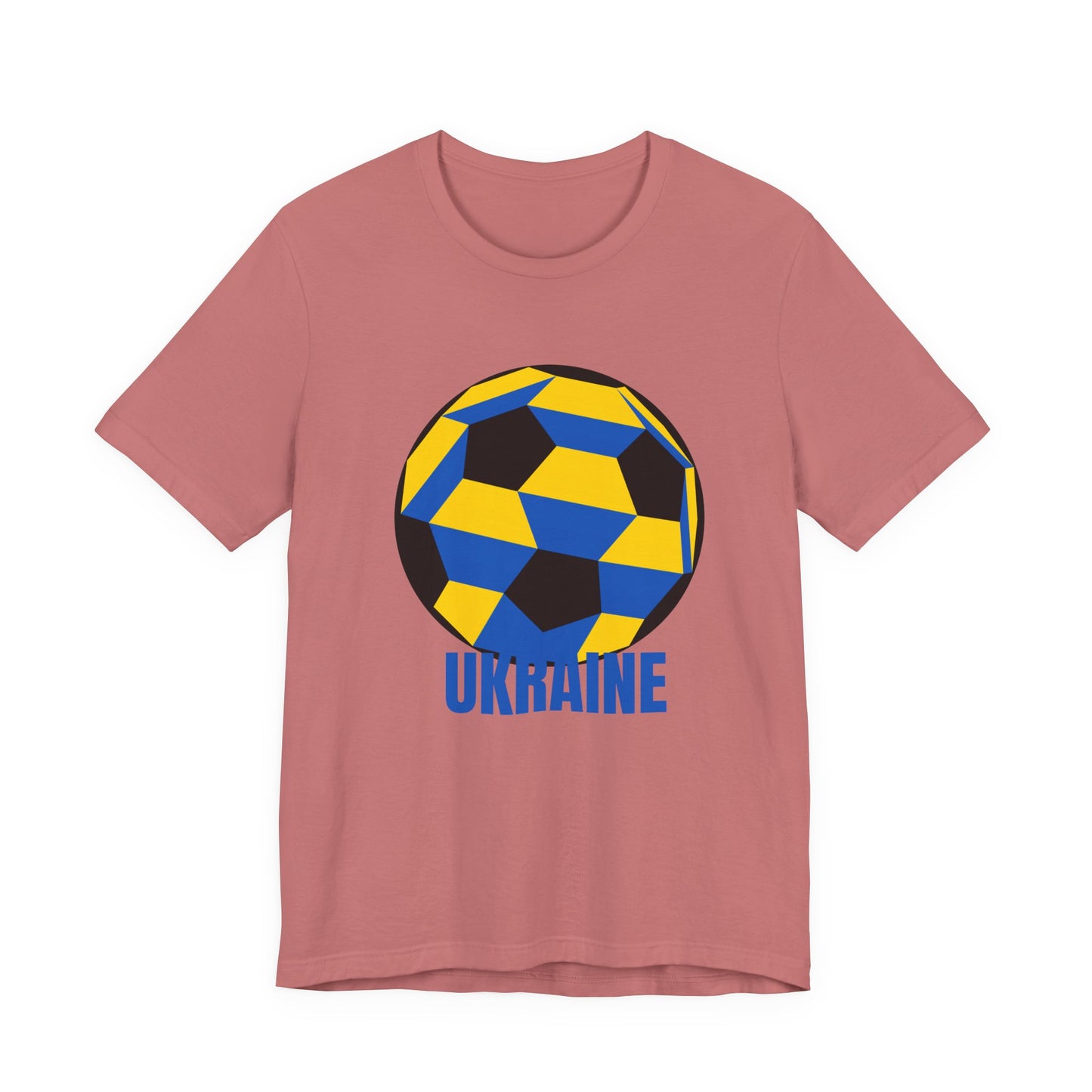 Ukraine Fan Specialty Soccer Ball Design T Shirt Blue Text