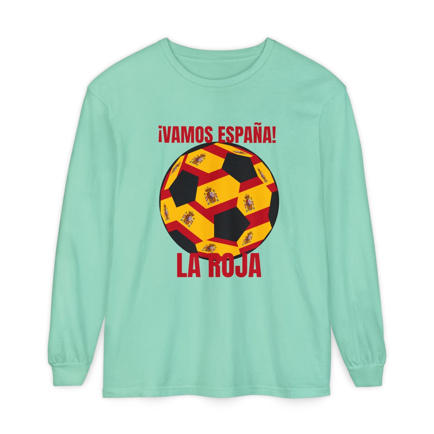 La Roja Soccer Long Sleeve Tee — "¡Vamos España!" Spanish  Fan Shirt Red Text