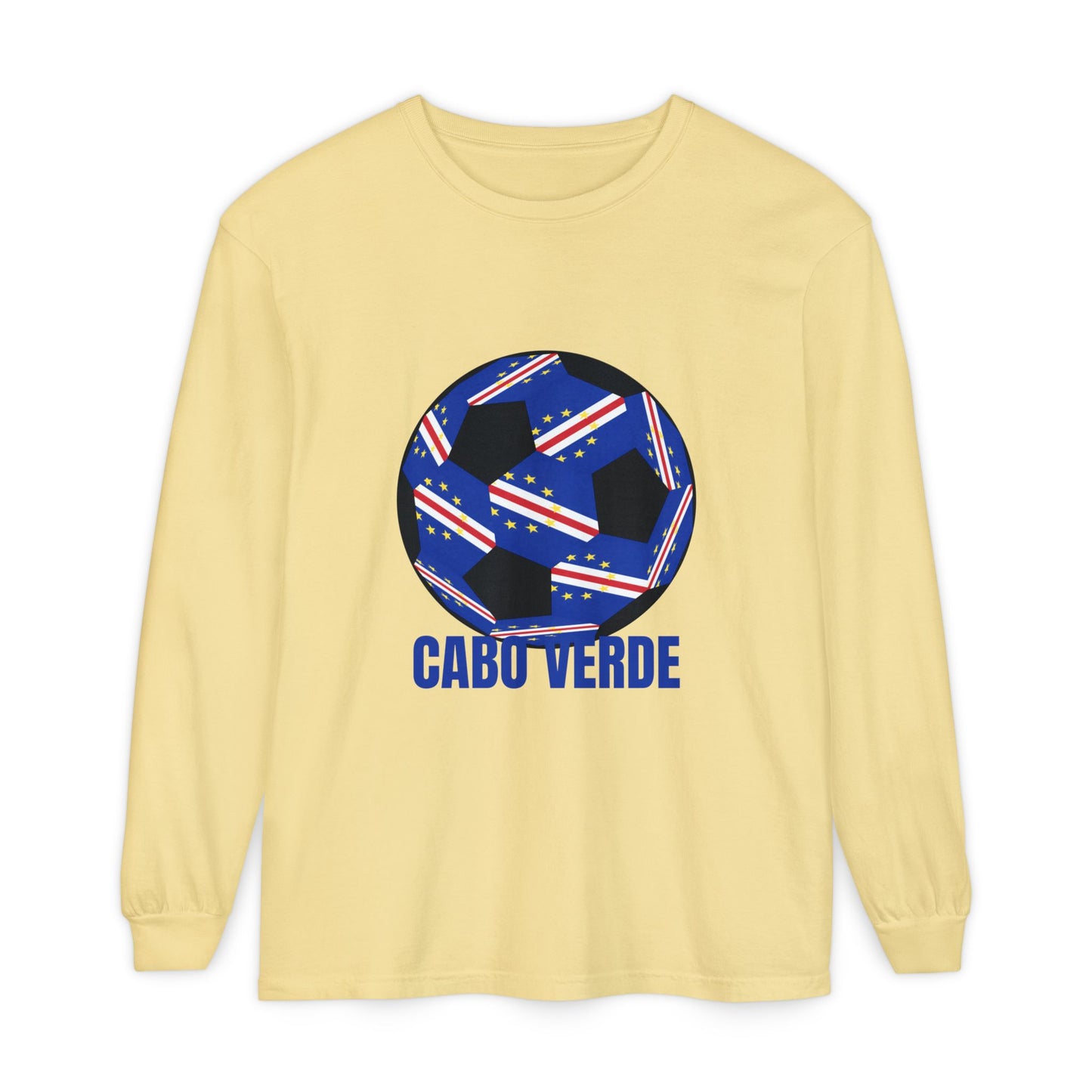 Cabo Verde Fan Specialty Soccer Ball Design Ball Long Sleeve Tee