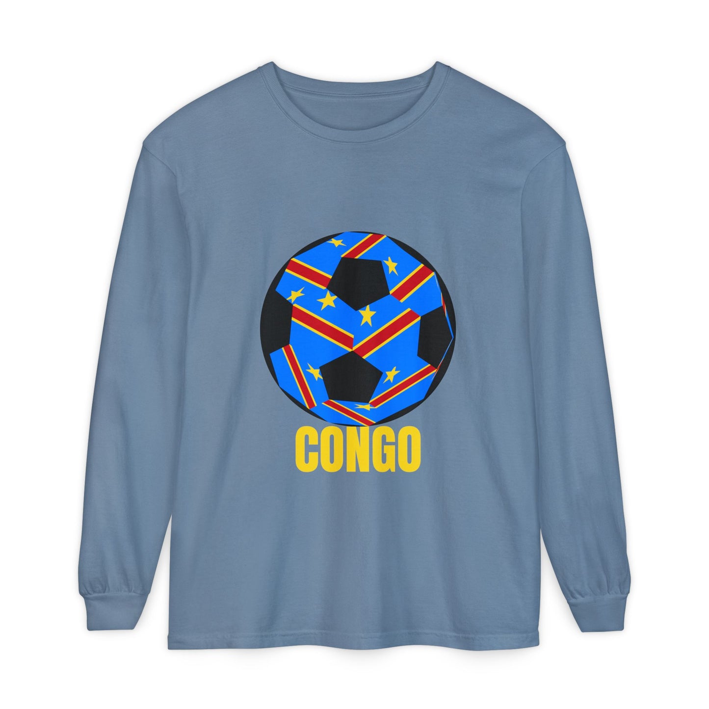 Congo Fan Specialty Soccer Ball Design T Shirt Yellow Text