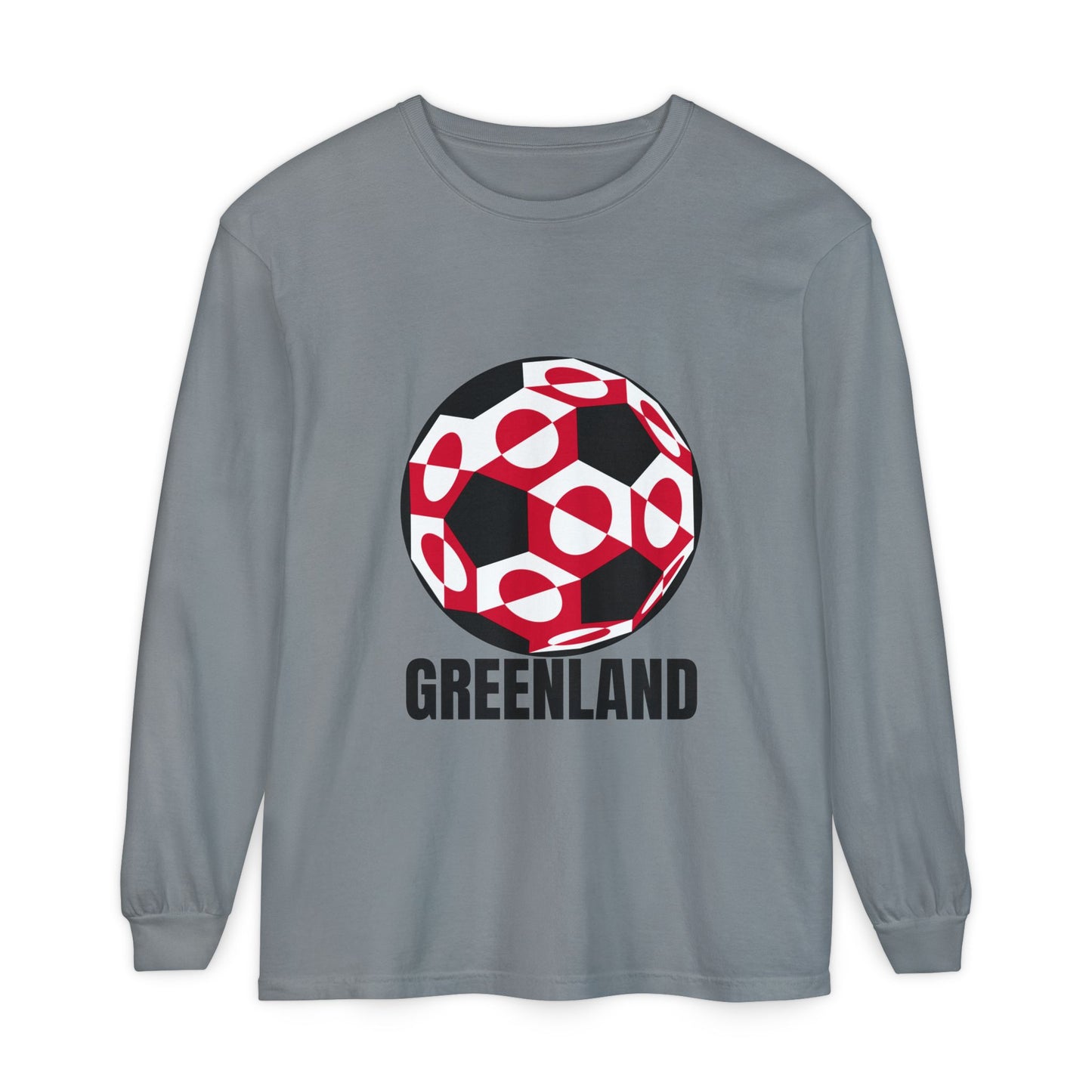 Greenland Fan Specialty Soccer Ball Design Long Sleeve Tee