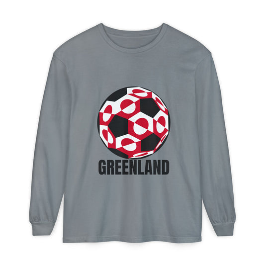 Greenland Fan Specialty Soccer Ball Design Long Sleeve Tee