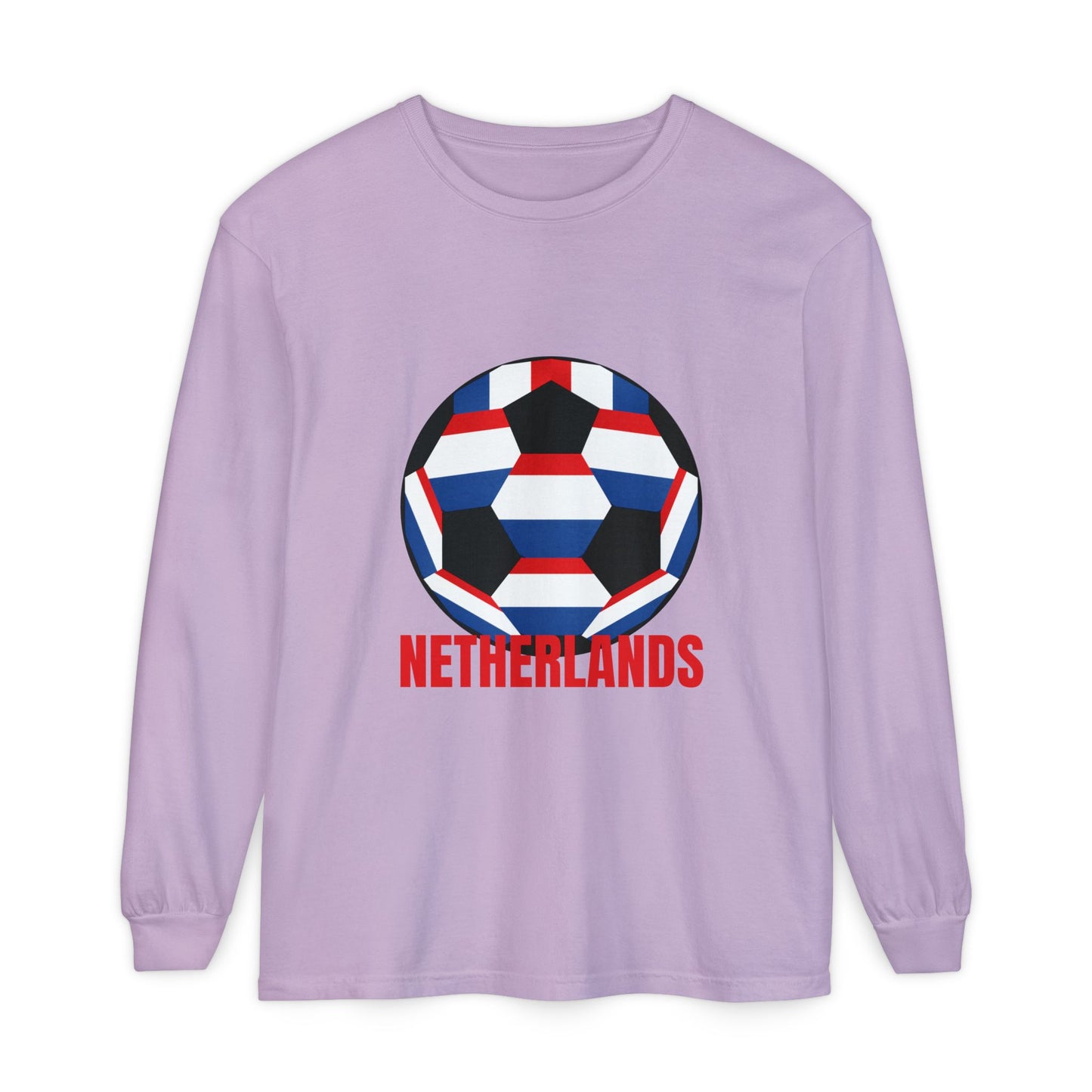 Netherlands Fan Specialty Soccer Ball Design Long Sleeve Tee