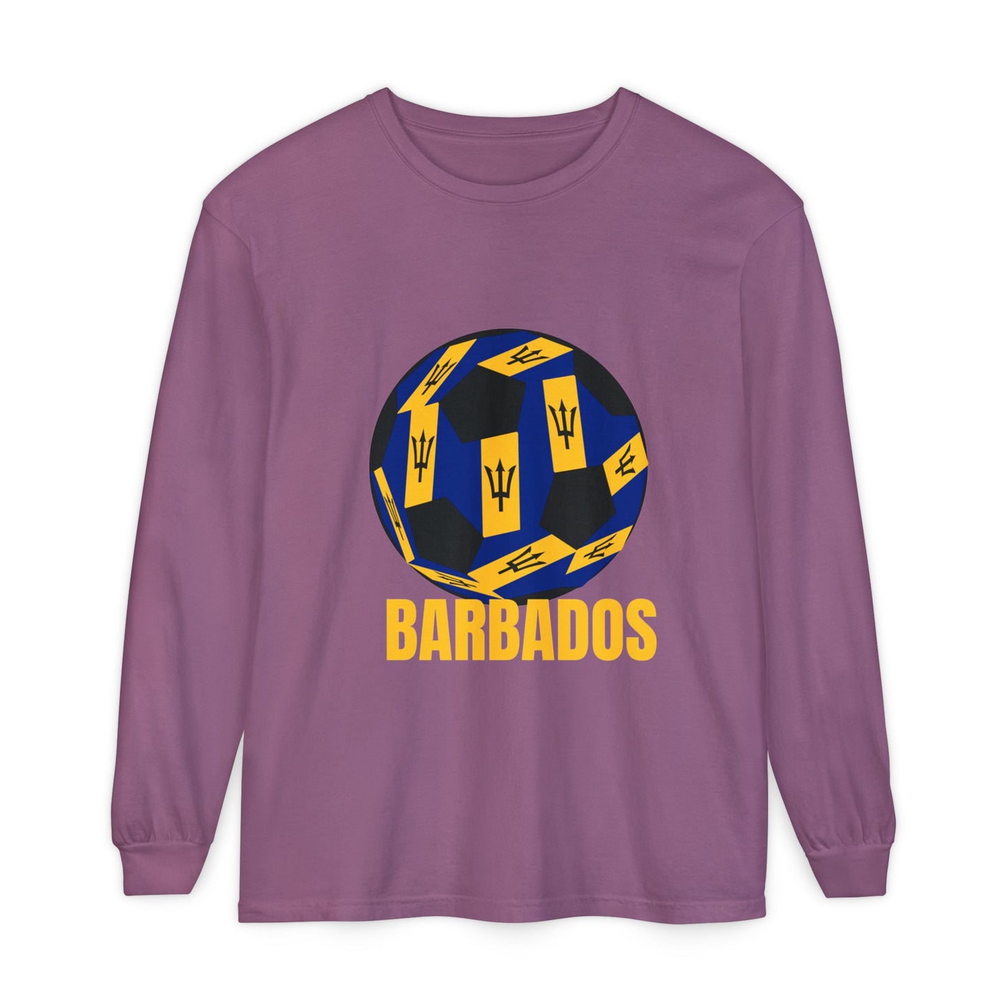 Barbados Fan Specialty Soccer Ball Design Long Sleeve Shirt