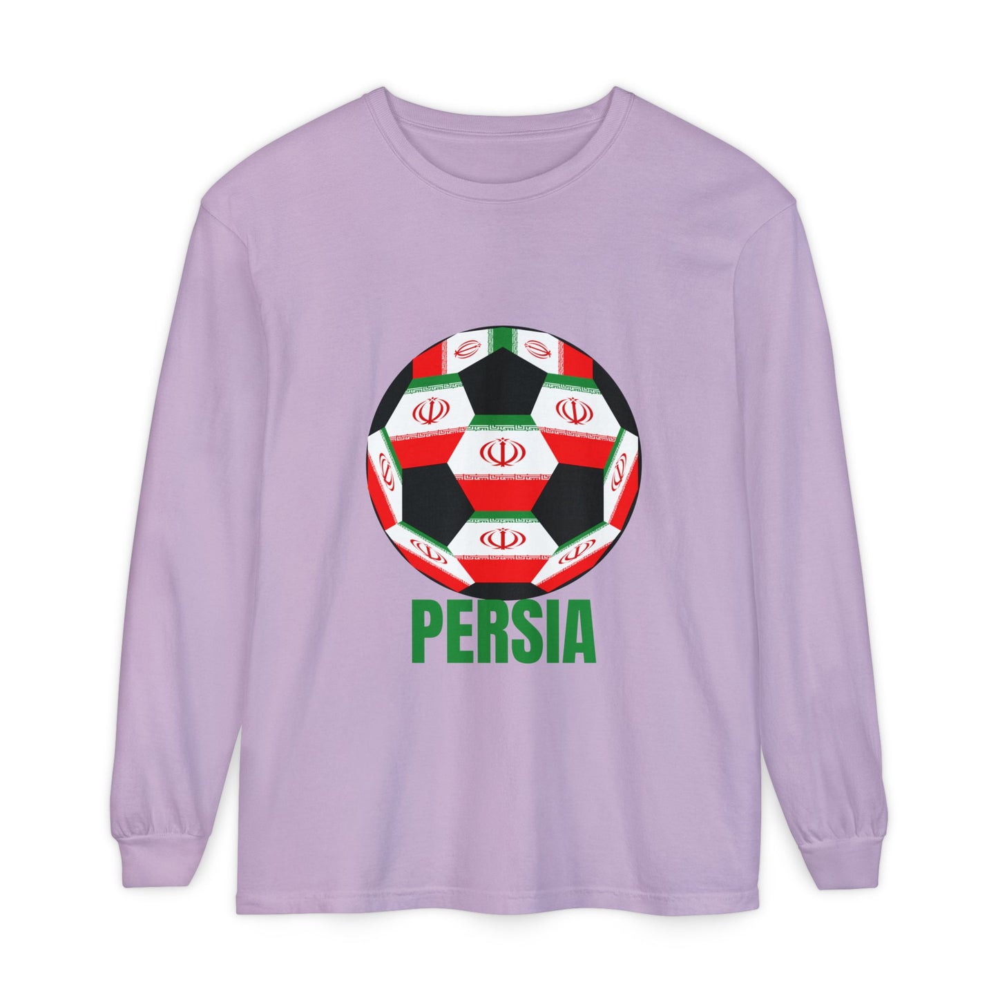 Persia Fan Specialty Soccer Ball Design Long Sleeve Tee