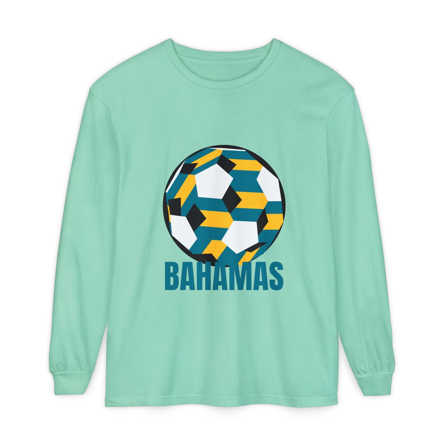 Bahamas Fan Specialty Soccer Ball Design Long Sleeve Tee