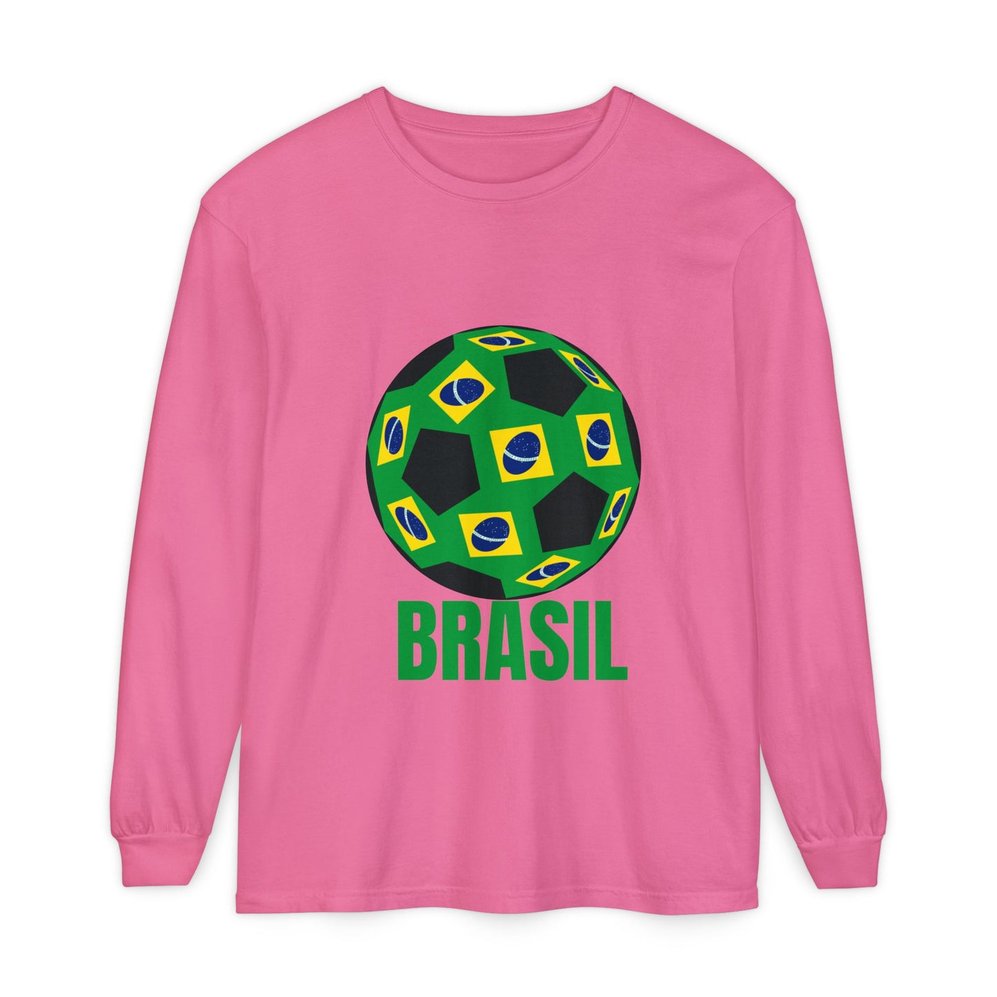 Brasil Fan Specialty Soccer Ball Design Long Sleeve T Shirt