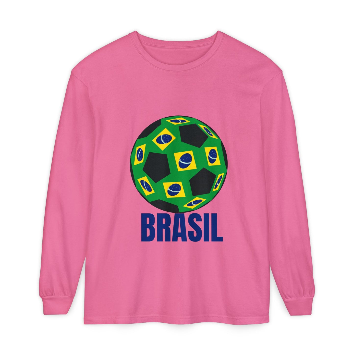 Brasil Fan Specialty Soccer Ball Design Long Sleeve T Shirt