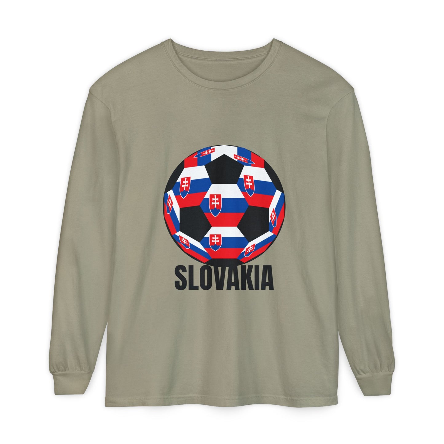 Slovakia Fan Specialty Soccer Ball Design T Shirt Long Sleeve T‑Shirt